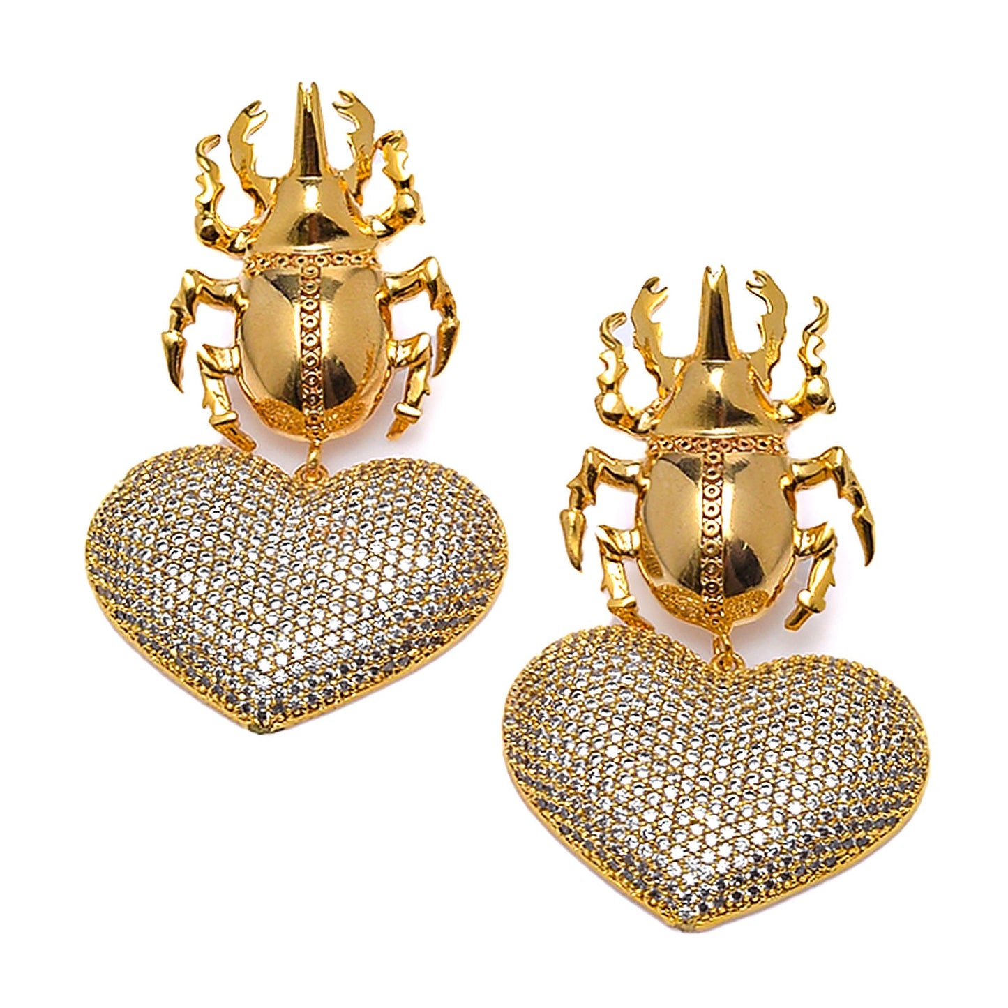 GOLD SCARAB BEETLE EARRINGS