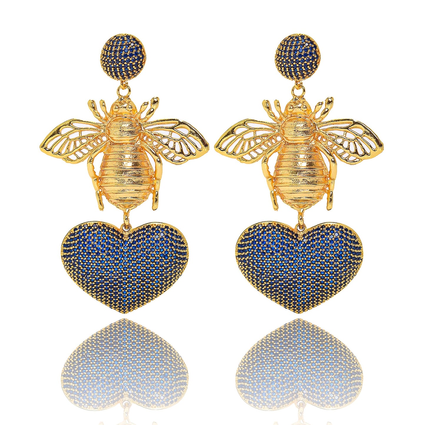 BEE WITH BLUE HEART EARRINGS