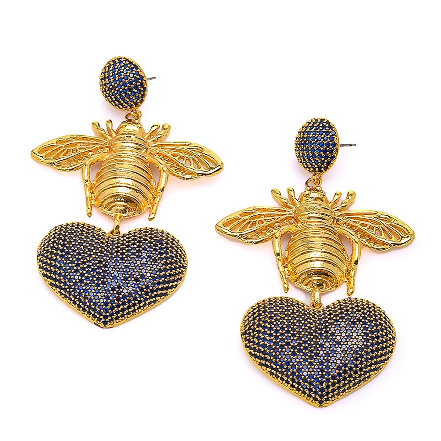 BEE WITH BLUE HEART EARRINGS