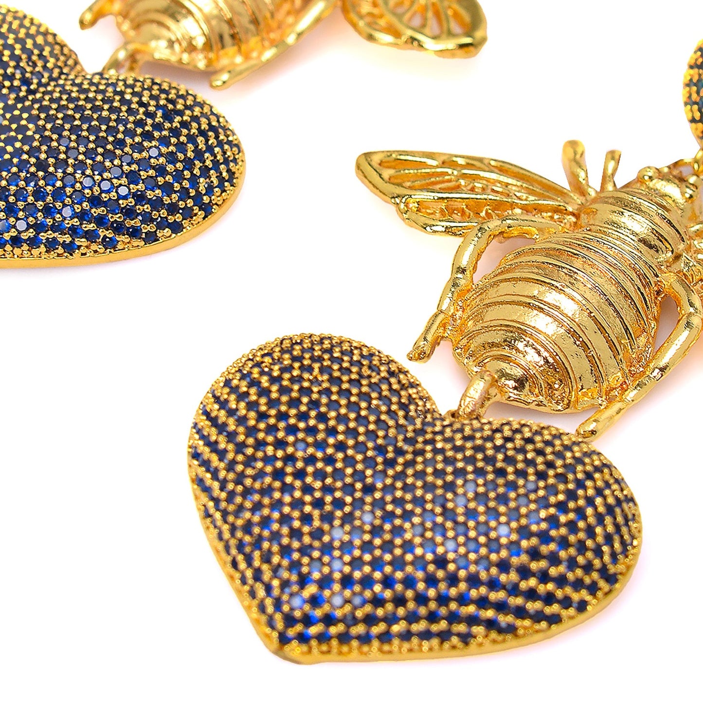 BEE WITH BLUE HEART EARRINGS