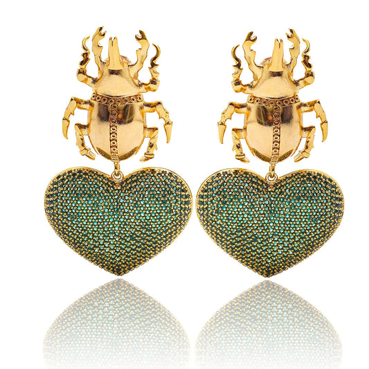 EMERALD SCARAB BEETLE EARRINGS