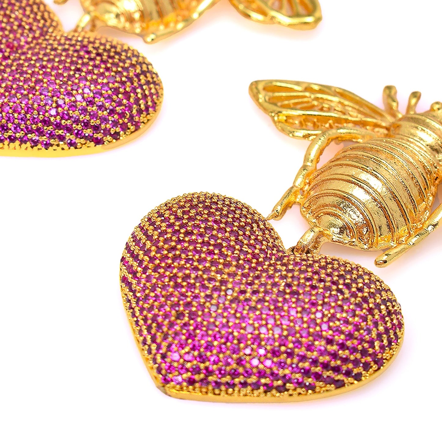 BEE WITH PINK HEART EARRINGS