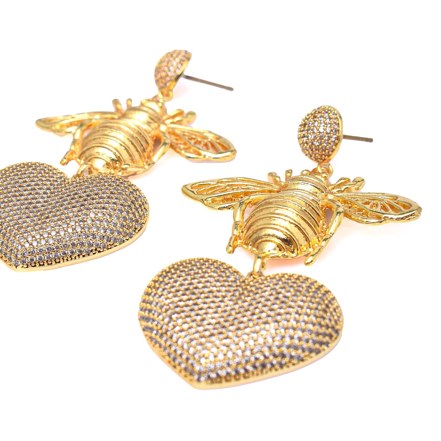 BEE WITH GOLDEN HEART EARRINGS