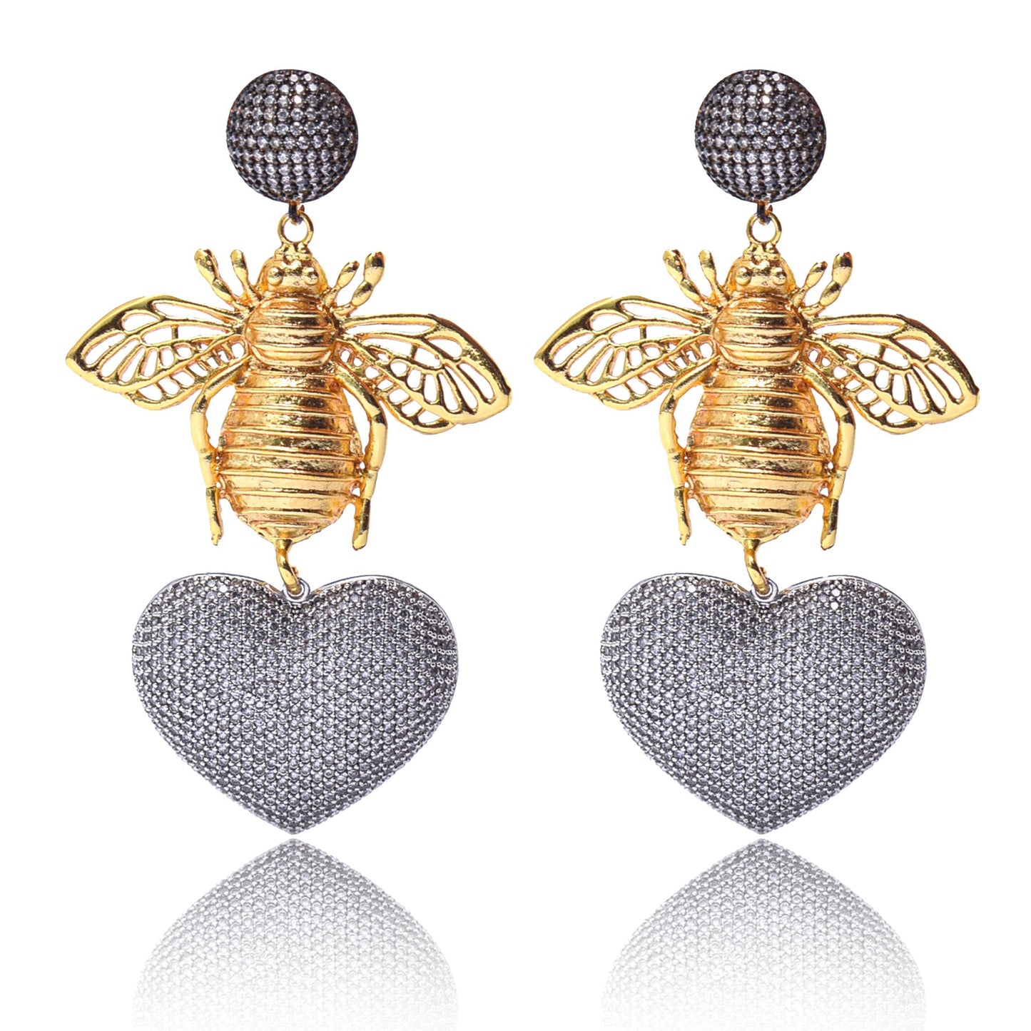 BEE WITH GOLDEN HEART EARRINGS