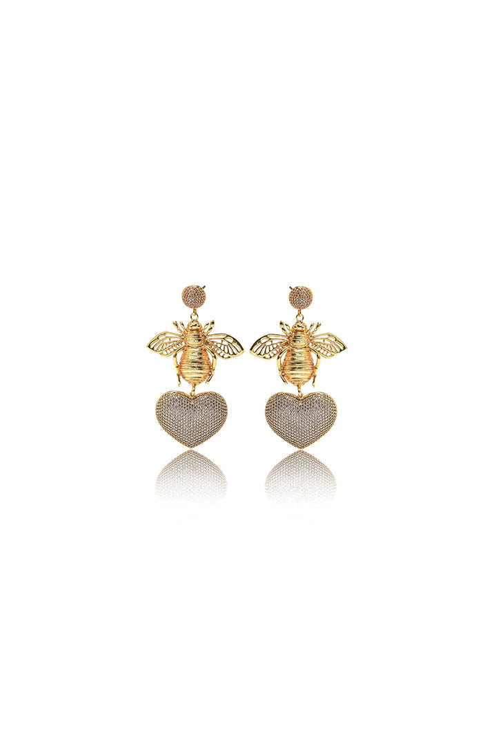 BEE WITH BLUE HEART EARRINGS